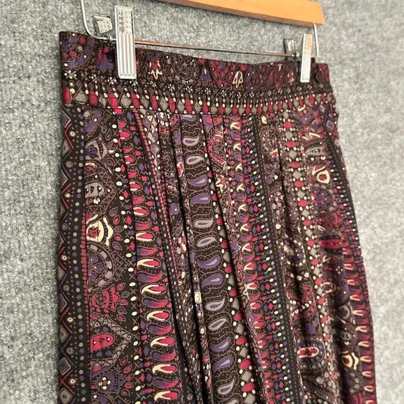 Vintage Rafaella Skirt Womens 8 Multicolor Pleated Pockets Paisley Boho Midi - Picture 5 of 16